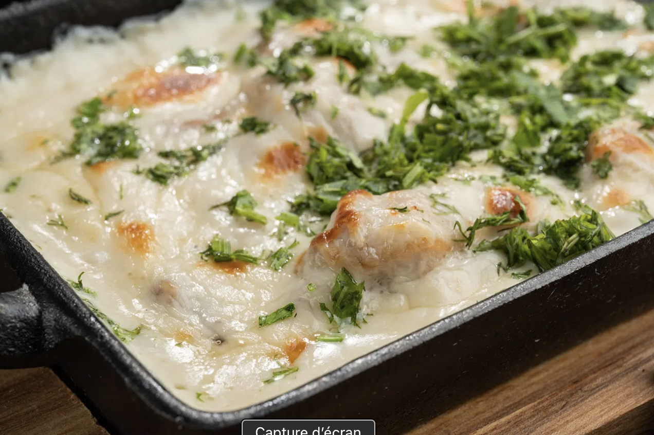 Gratin poulet champignons