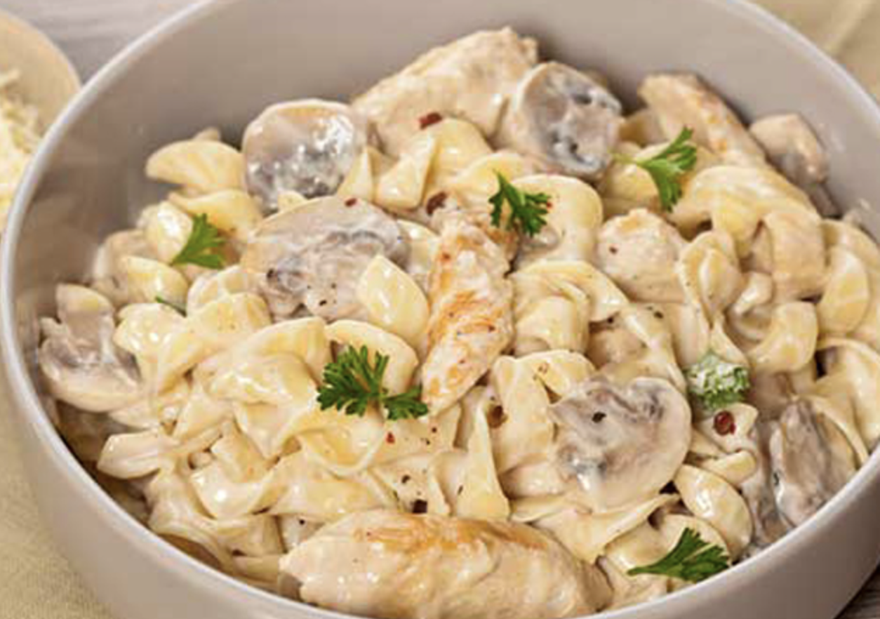 Penne poulet champignons