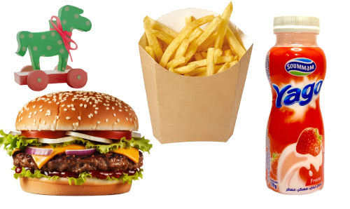 Burger Chicken, Mini Barquette de Frites, Yaourt, Jouet 