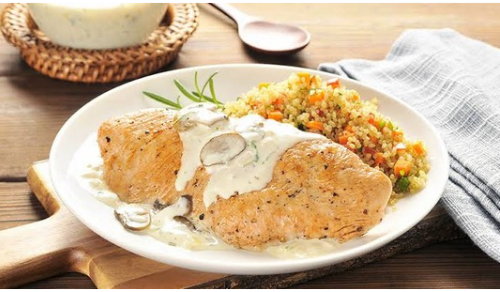 Plat escalope a la sauce camembert 